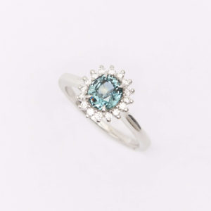 Bague or blanc Saphir vert