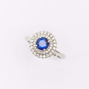 Bague or blanc saphir