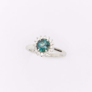 Bague saphir vert or blanc