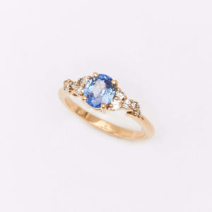 Bague saphir or rose