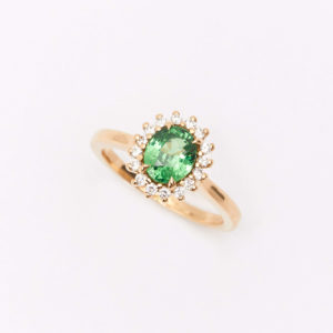 Bague Tsavorite or rose
