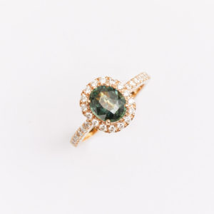 Bague saphir vert or rose